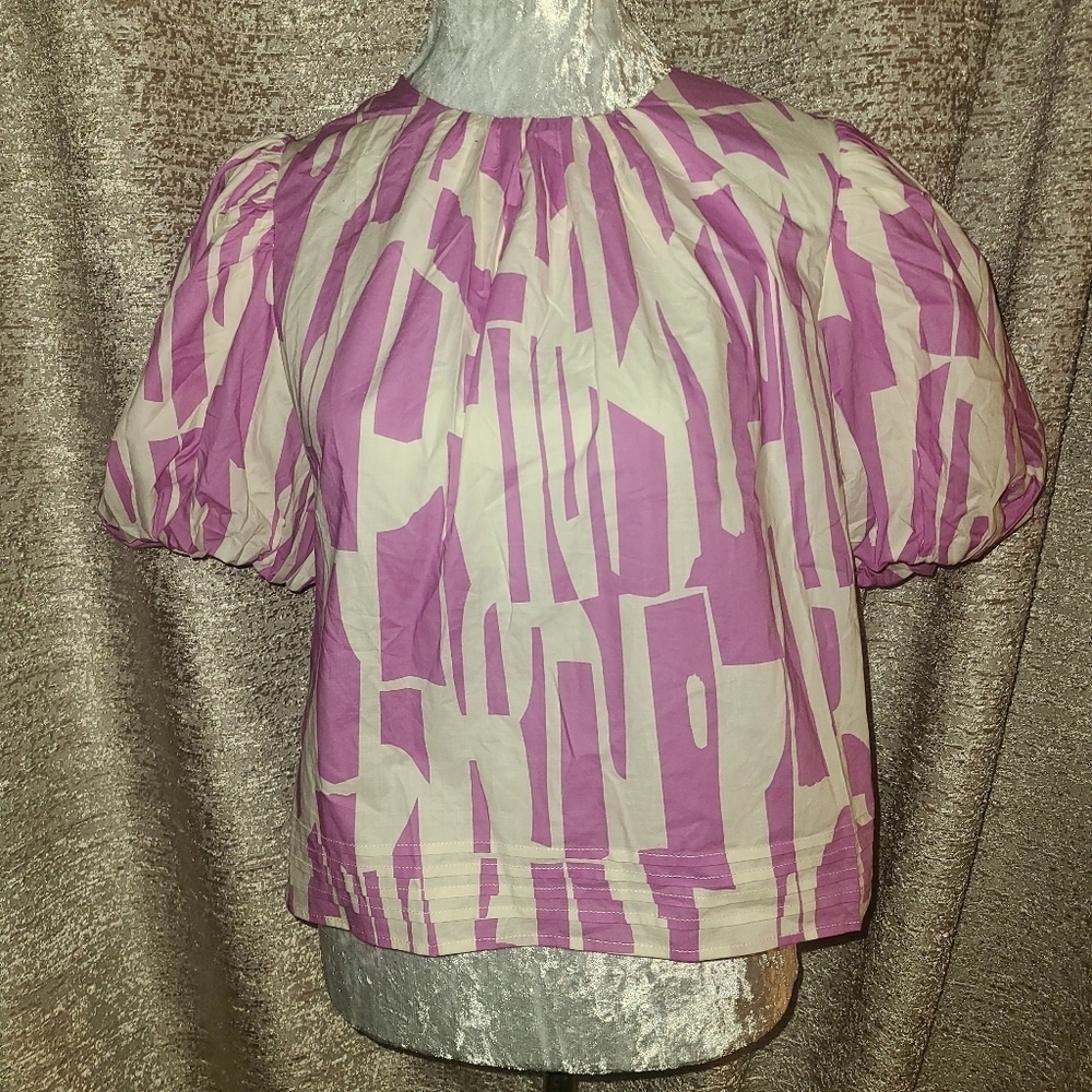 Pinch Lavender and White Blouse with Relaxed Fit M